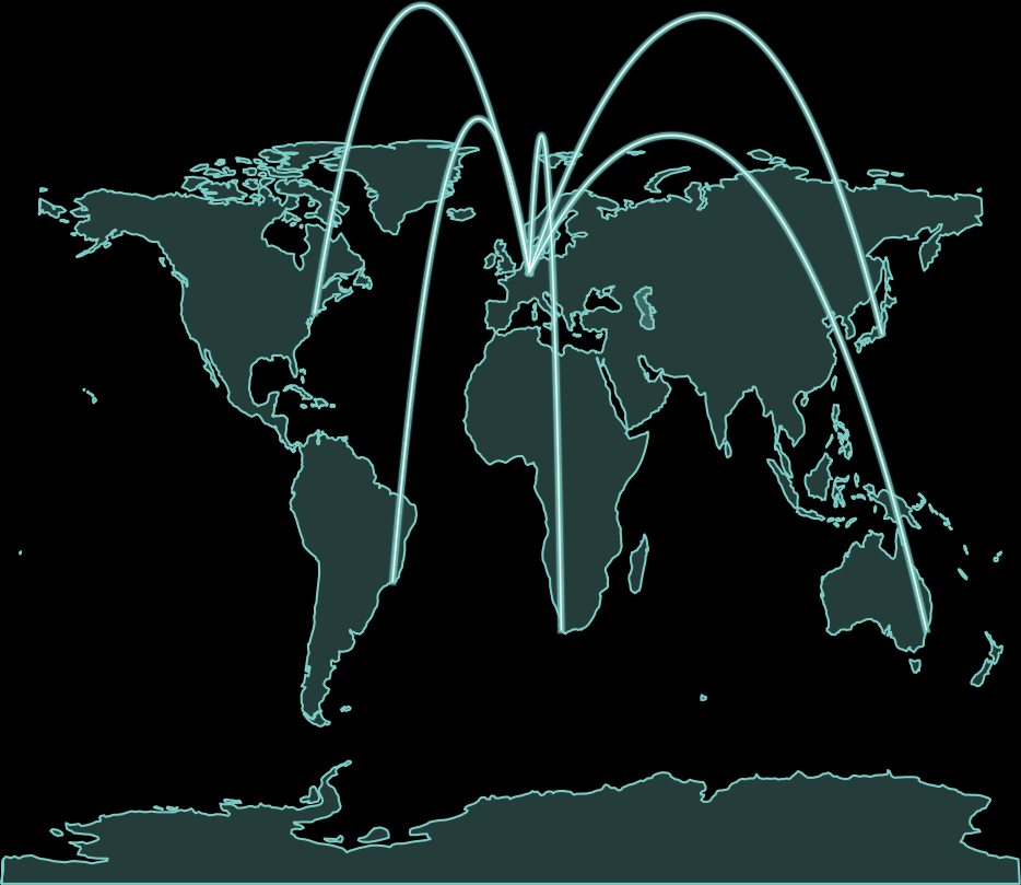 Graph of connected towns in the world
